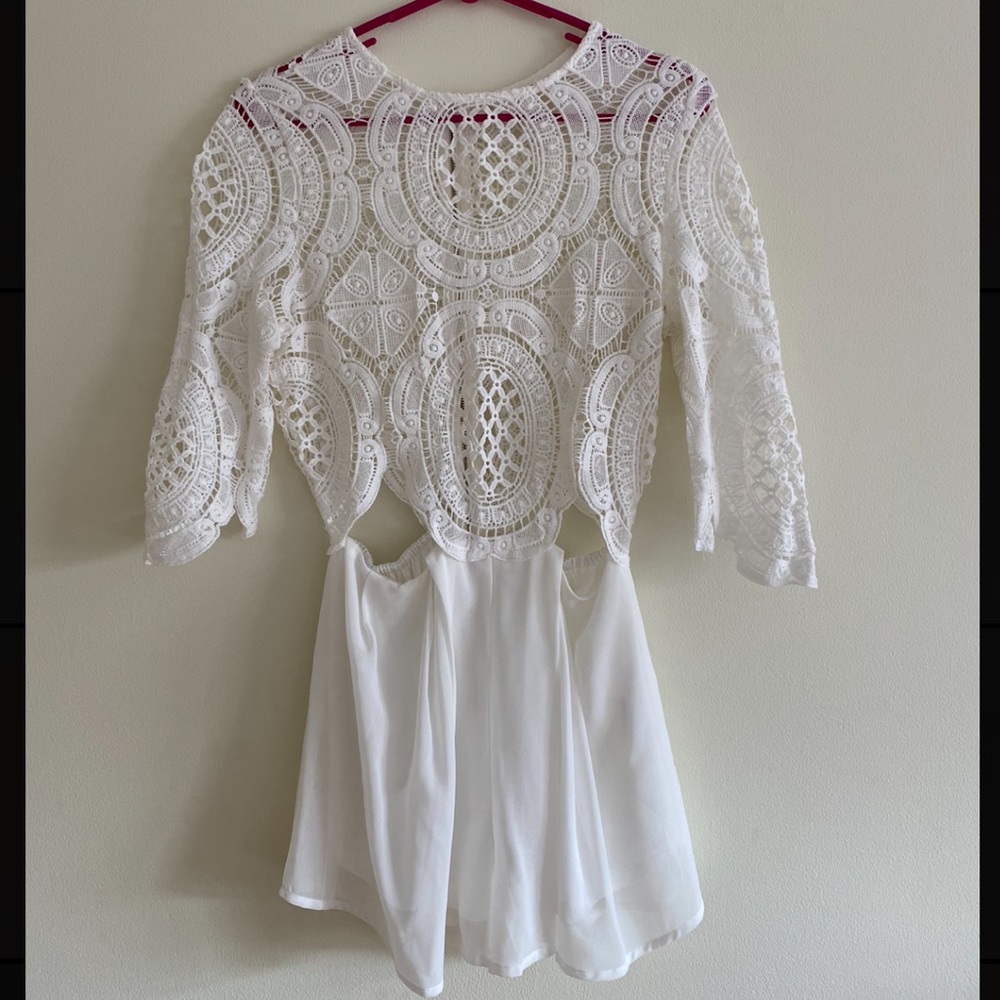 White Crochet Romper